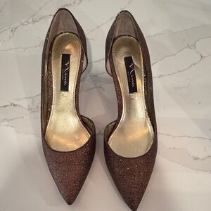 Nina Glittery Brown Heels